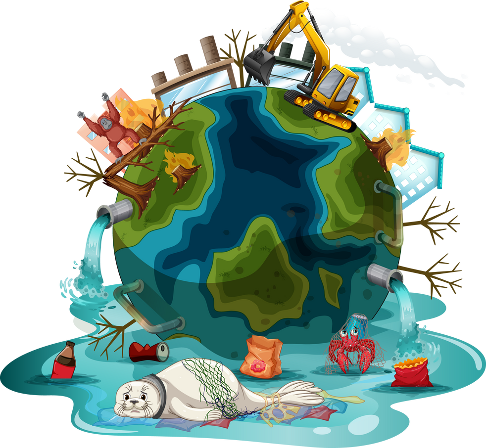 Poster design with pollutions on earth